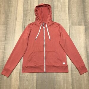 Vuori Hoodie Womens Size M Halo Performance 2.0 Orange Full Zip Gym Run Stretch
